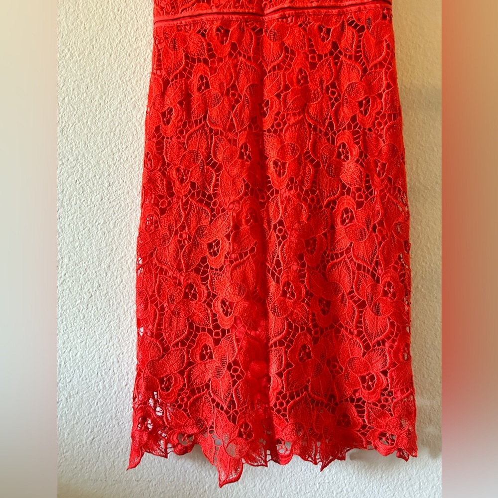 Ann Taylor Vibrant Red Lace Midi Dress - Picture 11 of 15